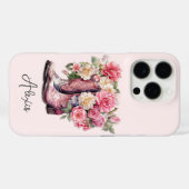 Rosa Stiefel mit Blumen monogrammiert Case-Mate iPhone Hülle (Rückseite (Horizontal))
