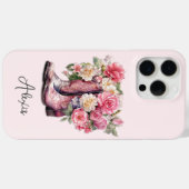 Rosa Stiefel mit Blumen monogrammiert Case-Mate iPhone Hülle (Rückseite (Horizontal))