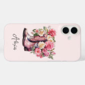 Rosa Stiefel mit Blumen monogrammiert Case-Mate iPhone Hülle (Rückseite (Horizontal))