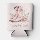 Rosa Stiefel & Sprudelnde Champagner-Glas-Hochzeit Dosenkühler (Vorderseite)