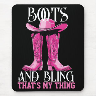 Rosa Stiefel und Bling das ist mein Ding Mousepad