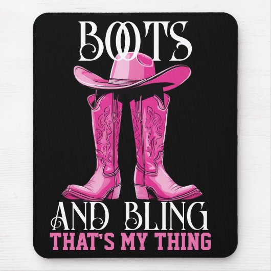 Rosa Stiefel und Bling das ist mein Ding Mousepad (Vorne)