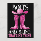 Rosa Stiefel und Bling das ist mein Ding Postkarte (Vorderseite)