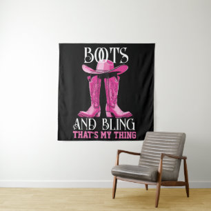 Rosa Stiefel und Bling das ist mein Ding Wandteppich