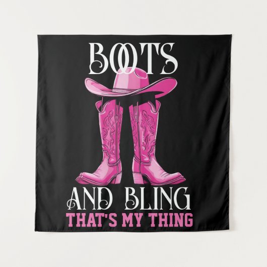 Rosa Stiefel und Bling das ist mein Ding Wandteppich (Vorderseite)