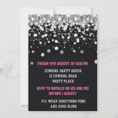 Rosa Stiefel und Bling-Junggeselinnen-Abschied Einladung (Rückseite)