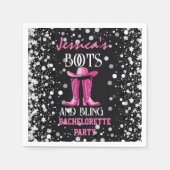 Rosa Stiefel und Bling-Junggeselinnen-Abschied Serviette (Vorderseite)