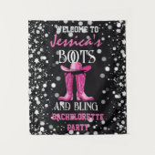 Rosa Stiefel und Bling-Junggeselinnen-Abschied Wandteppich (Vorderseite)