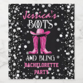 Rosa Stiefel und Bling-Junggeselinnen-Abschied Weinetikett (Einzelnes Label)