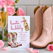 Rosa Stiefel und Brautparty mit Bubbly Einladung