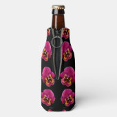 rosa Stiefmütterchen auf schwarz, Flaschenkühler (Flasche Rückseite)