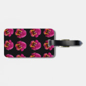 Rosa Stiefmütterchen auf schwarz, Gepäckmarke Gepäckanhänger (Rückseite horizontal)
