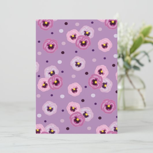 Rosa Stiefmütterchen, nahtloses Muster Einladung (Stehend Vorderseite)