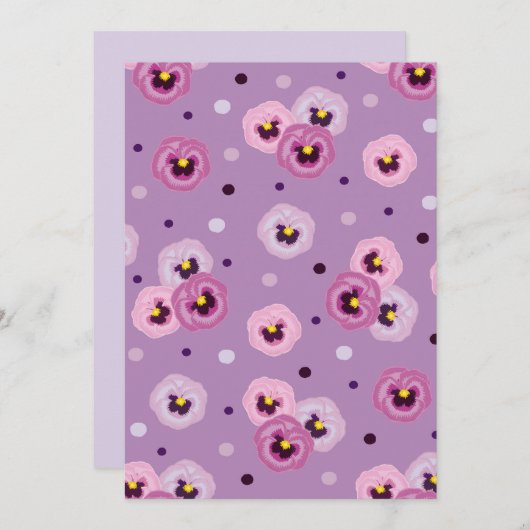 Rosa Stiefmütterchen, nahtloses Muster Einladung (Vorne/Hinten)