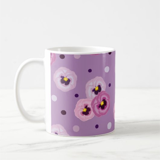 Rosa Stiefmütterchen, nahtloses Muster Kaffeetasse (Links)