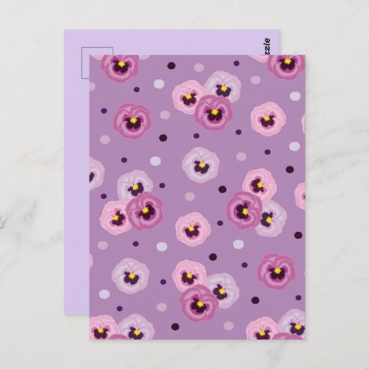 Rosa Stiefmütterchen, nahtloses Muster Postkarte (Vorne/Hinten)