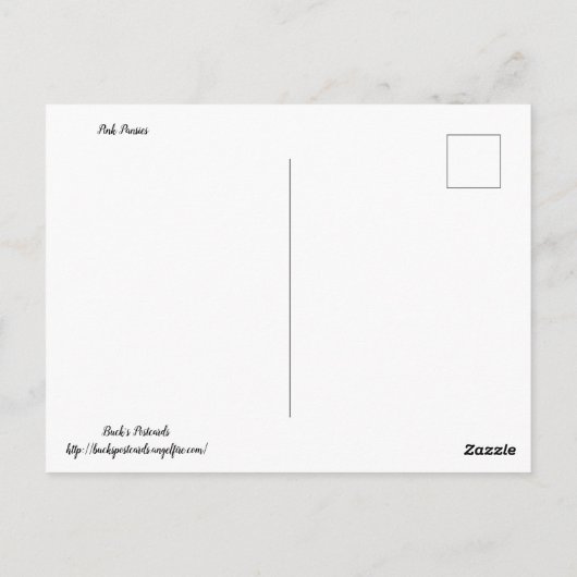 Rosa Stiefmütterchen Postkarte (Rückseite)
