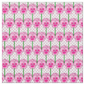 Rosa Stiefmütterchen - Retro-Tapetenmuster Stoff (Nahaufnahme)