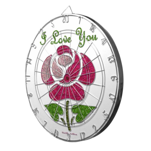 Rosa Stift Rose I Liebe Sie Dartscheibe (Vorderseite rechts)
