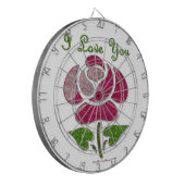 Rosa Stift Rose I Liebe Sie Dartscheibe (Vorderseite Links)