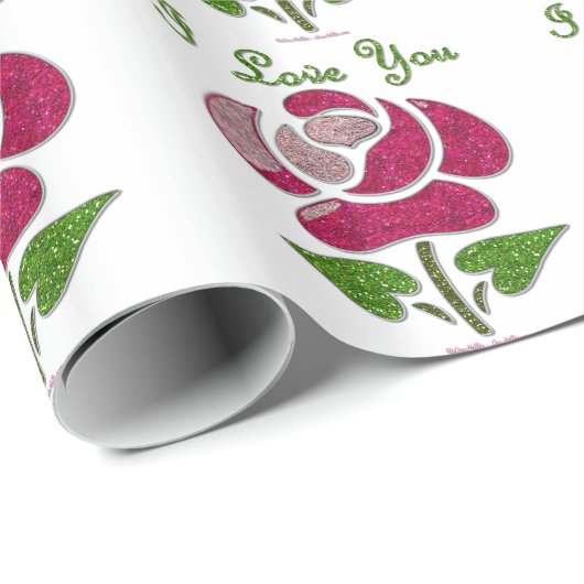 Rosa Stift Rose I Liebe Sie Geschenkpapier (Rolleneckpunkt)