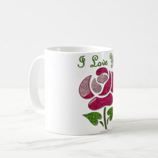 Rosa Stift Rose I Liebe Sie Kaffeetasse (Vorderseite Links)