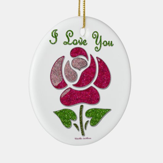 Rosa Stift Rose I Liebe Sie Keramik Ornament (Rechts)