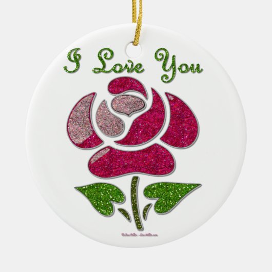 Rosa Stift Rose I Liebe Sie Keramik Ornament (Vorne)