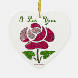 Rosa Stift Rose I Liebe Sie Keramikornament
