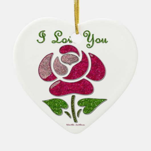 Rosa Stift Rose I Liebe Sie Keramikornament (Vorne)