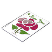 Rosa Stift Rose I Liebe Sie Notizblock (Linke Seite)