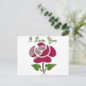 Rosa Stift Rose I Liebe Sie Postkarte (Stehend Vorderseite)