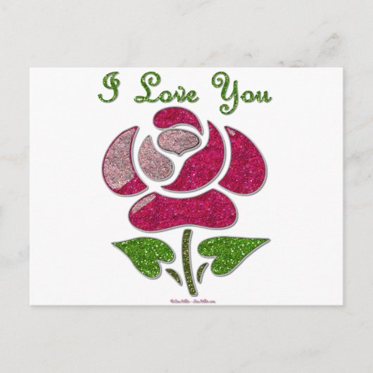 Rosa Stift Rose I Liebe Sie Postkarte (Vorderseite)