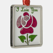 Rosa Stift Rose I Liebe Sie Silbernes Ornament (Rechts)
