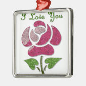 Rosa Stift Rose I Liebe Sie Silbernes Ornament (Links)