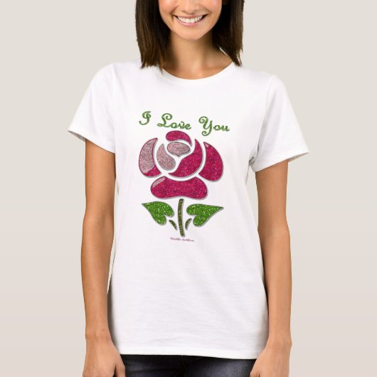 Rosa Stift Rose I Liebe Sie T-Shirt (Vorderseite)