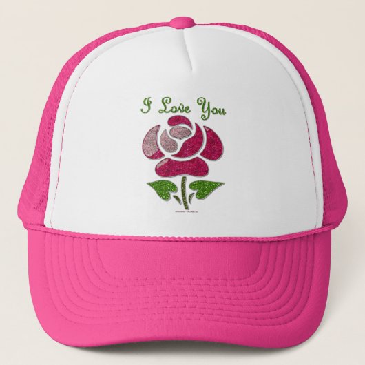 Rosa Stift Rose I Liebe Sie Truckerkappe (Vorderseite)