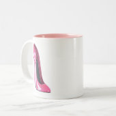 Rosa Stilett-Schuh-Kunst Zweifarbige Tasse (Vorderseite Links)