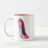 Rosa Stilett-Schuh-Kunst Zweifarbige Tasse (Links)