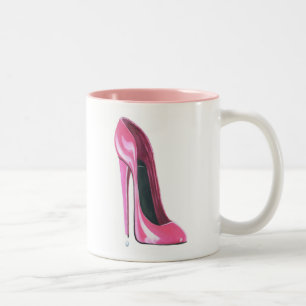 Rosa Stilett-Schuh-Kunst Zweifarbige Tasse