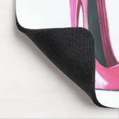 Rosa Stilett-Schuh und Champagne-Glas Mousepad (Ecke)