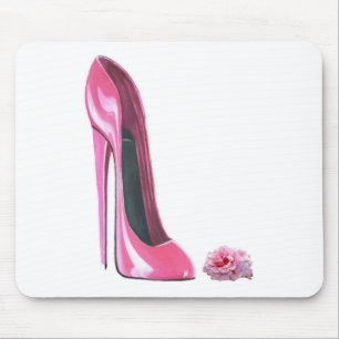 Rosa Stilett-Schuh und Rose Mousepad