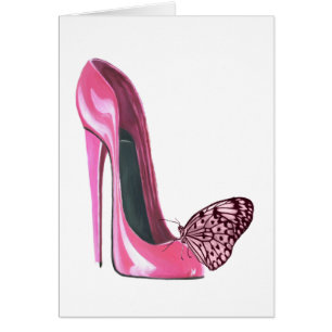 Rosa Stilett-Schuh und Schmetterling