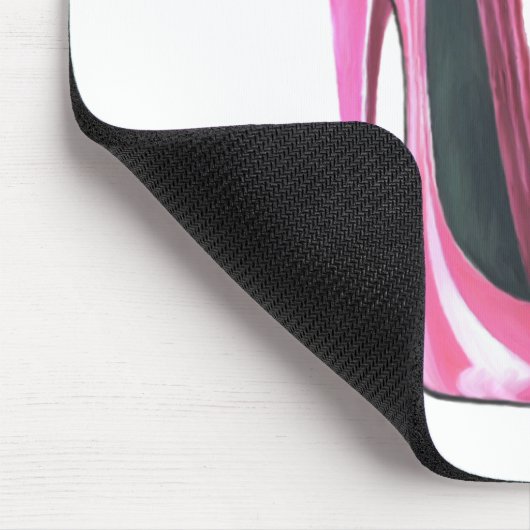 Rosa Stilett-Schuh und Schmetterling Mousepad (Ecke)