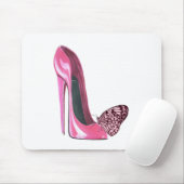 Rosa Stilett-Schuh und Schmetterling Mousepad (Mit Mouse)