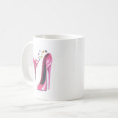Rosa Stilett und Fee mit Herzen 3D Kaffeetasse (Vorderseite Links)
