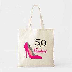 Rosa Stiletto 50 und Fabelhaft 50. Geburtstag Tragetasche