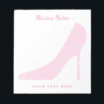 Rosa Stiletto High Heels Notizblock für Frauen<br><div class="desc">Rosa Stiletto High Heels Schuhunterlage für Frauen. Personalisiertes Memo Pad Design für Zuhause,  Schule oder Büro. Machen Sie Ihre eigenen Schul- und Büroartikel. Spaß Geburtstagsgeschenke Ideen für Fashionista,  Einflussperson,  Mädchen,  Tochter,  Mutter,  Schwester,  Freundin,  Mitarbeiter,  Lehrer,  Damengruppe,  Ehefrau,  Brautpavillon,  Brautmädchen etc. Individuell anpassbare Notizblock-Vorlage mit weicher Wasserzeichen-Silhouette eines glamourösen Schuh.</div>