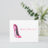 Rosa Stiletto-Schuh Postkarte (Stehend Vorderseite)