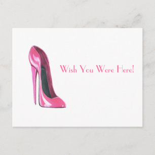 Rosa Stiletto-Schuh Postkarte